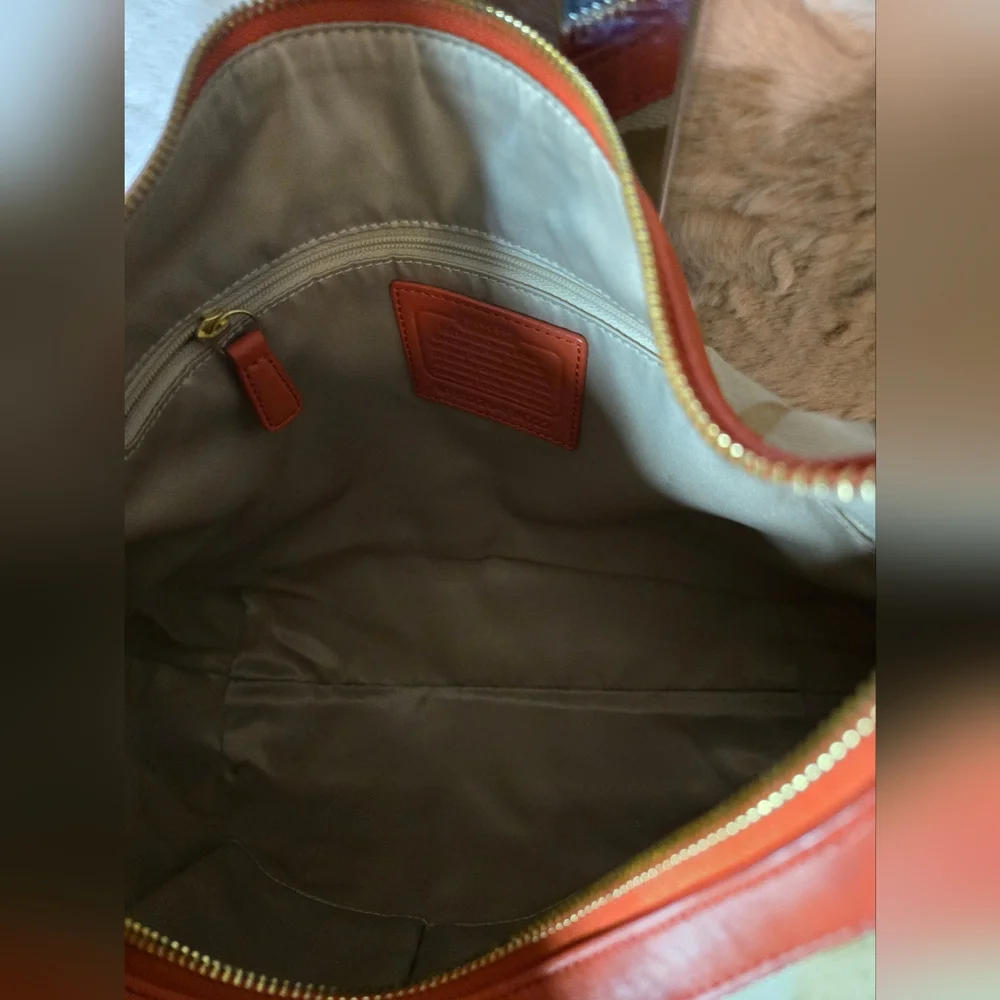 Coach Canvas and Leather Shoulder Bag Coral/Tan - Picture 5 of 5